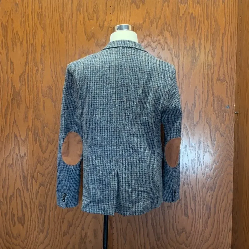 ZARA Man Tweed Blazer Elbow Patch Gray Sport Coat | Size 44 - Picture 4 of 6